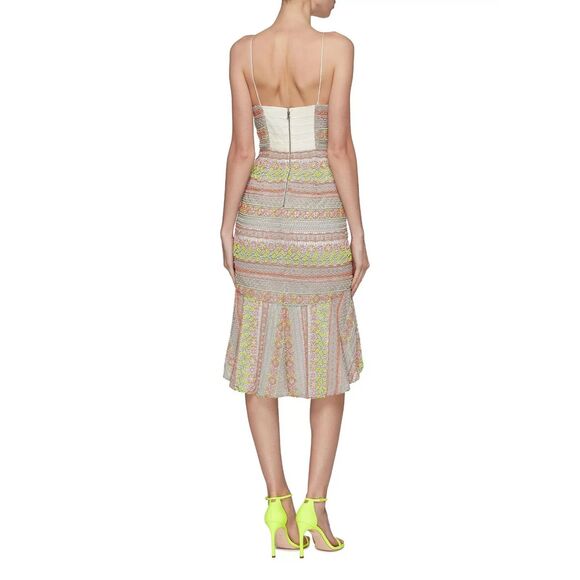 ALICE + OLIVIA Neon Amina All Over Beaded Sweetheart Neck Dress NWT Sz 6 - Picture 2 of 7